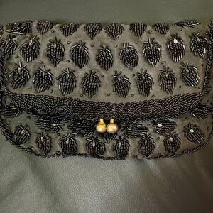 Beaded embroidered antique clutch handbag